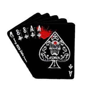 Ace of Spade Dead Man's Hand Embroidered Hook Patch (MTD1)