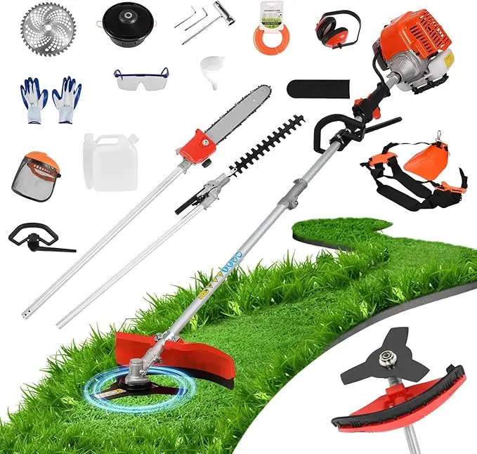 Nilamo 52CC 5 in 1 Lawn Mower, 52CC Gas Weed Trimmer,r, Handheld Chainsaw Hedge Pruner 52CC Gas Weed Trimmer, Cordless Hedge Trimmer, 2-Stroke Brush C