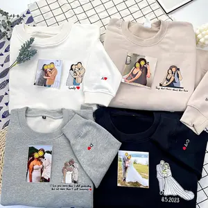 Custom Embroidered Sweatshirt Custom Embroidered Hoodie Custom Photo Portrait Custom Embroidered Shirt Family Faceless Portrait Gift Couple