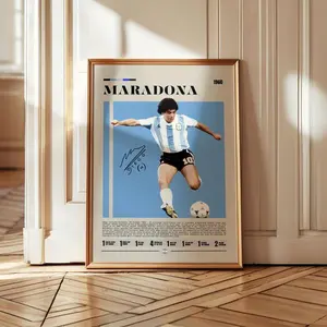 Diego Maradona Argentina Soccer Poster - Vintage Sports Art For Bedroom Decor
