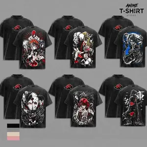Akatsuki Clan Collection Shirt Pain Deidara Kisame Obito Sasori Sasuke Vintage Washed Oversized Anime Graphic Tee Unisex Streetwear Anime Fan Gift VBJ