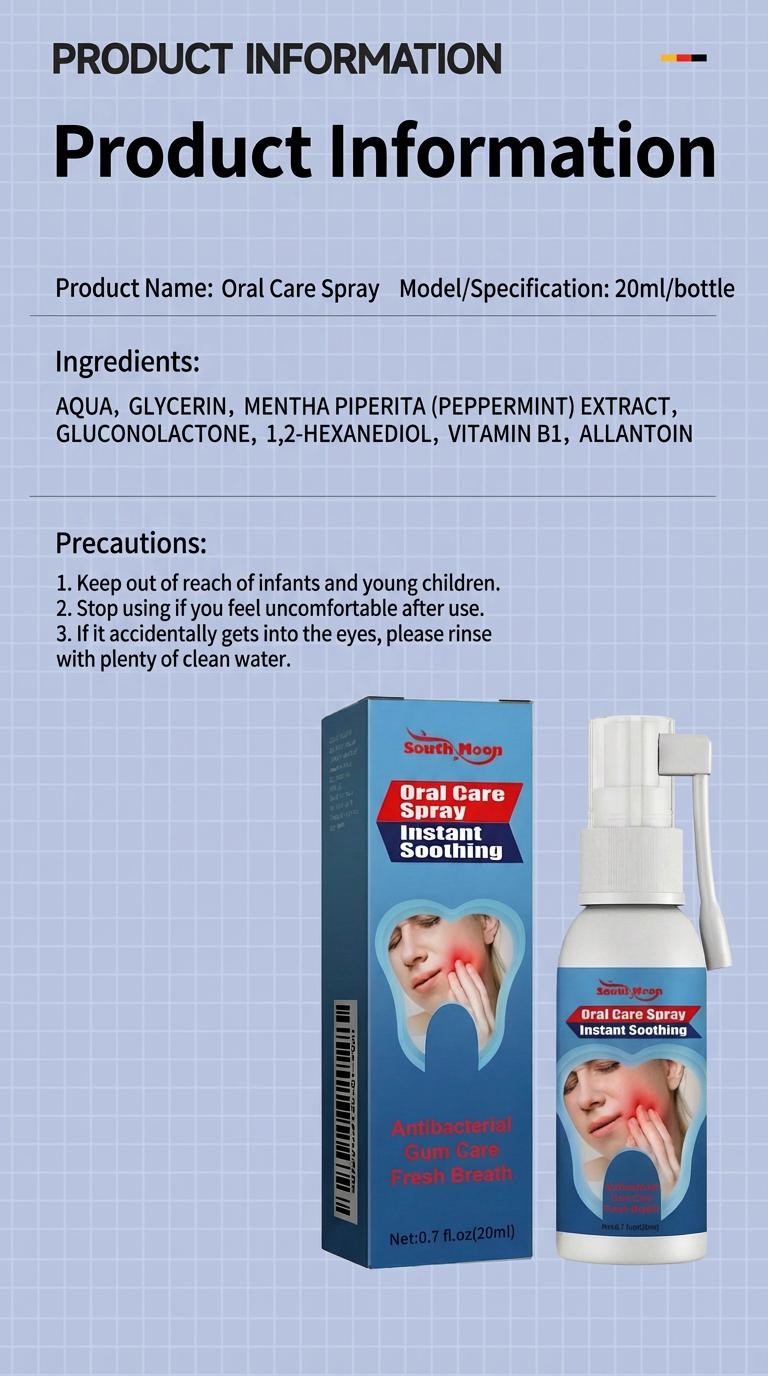 Oral Care Spray - Helps Prevent Tooth Sensitivity, Freshens Breath, Aids in Cavity Prevention, Soothes Gum Discomfort, Inhibits Bacteria, Eliminates Bad Breath and Provides Gentle Daily Oral Protection.