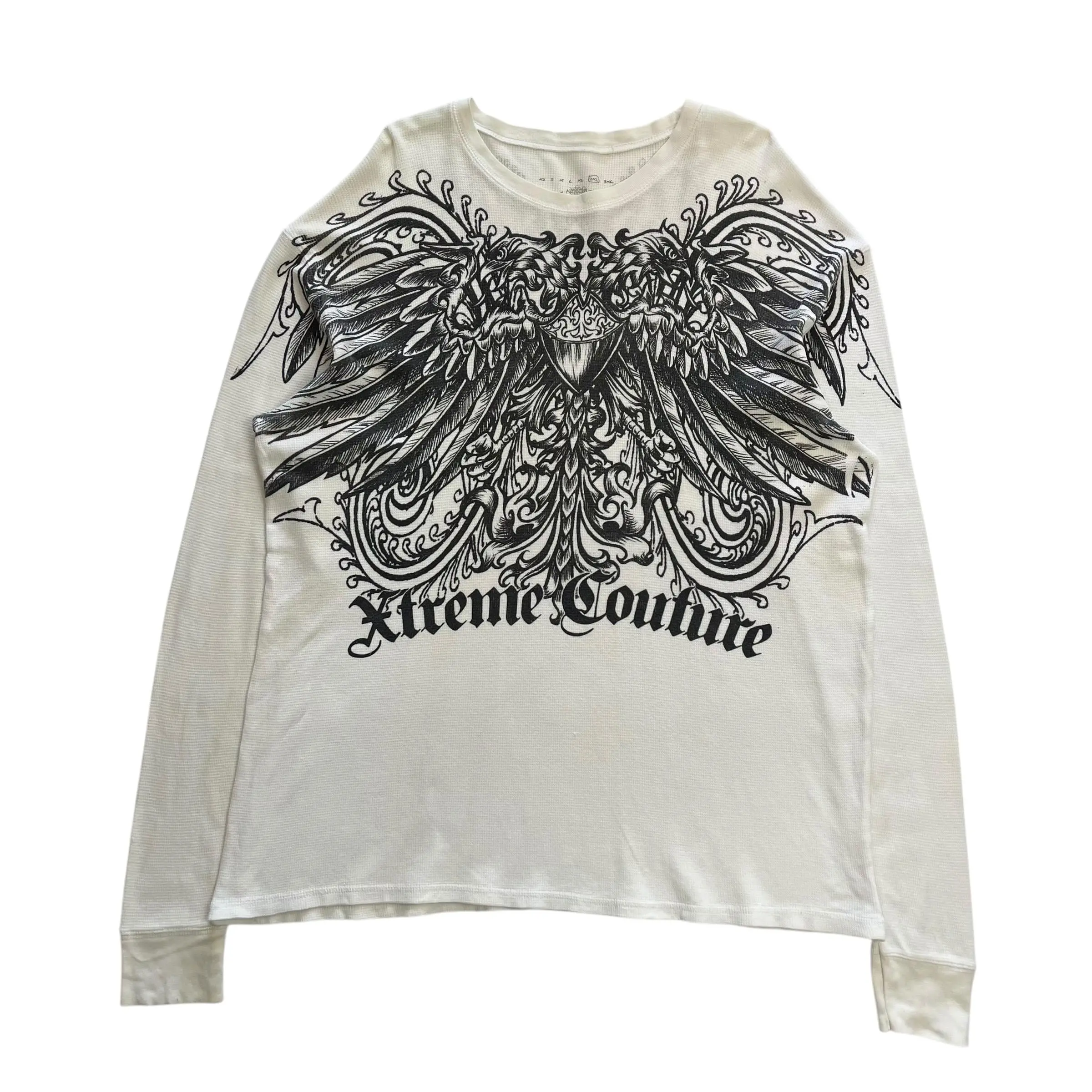 Xtreme Couture Cross Wing Grunge Cyber Y2K Thermal Style Long Sleeve