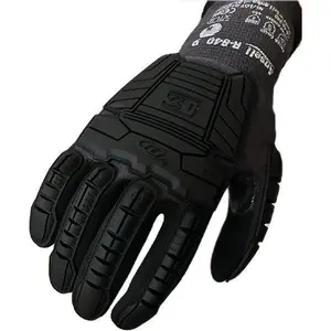 2 Pairs - Ansell Unisex Ringer R-840 Black Impact Gloves Pair Size 9 (M)