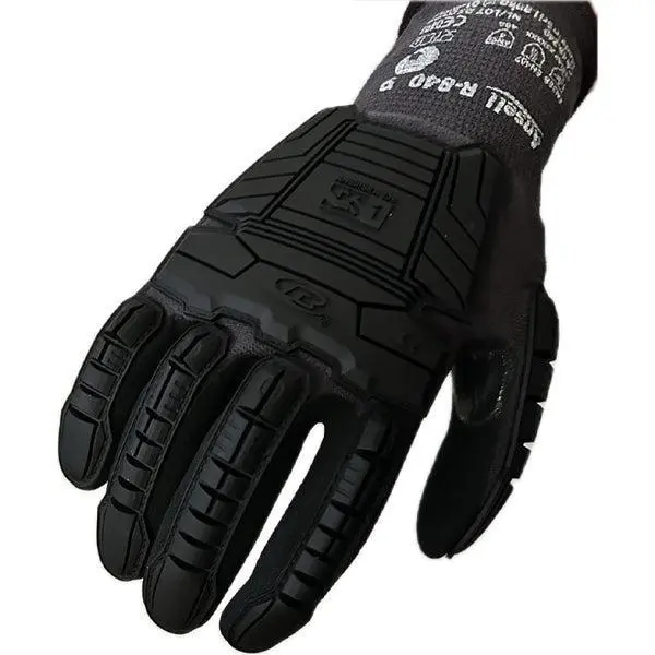 2 Pairs - Ansell Unisex Ringer R-840 Black Impact Gloves Pair Size 9 (M)