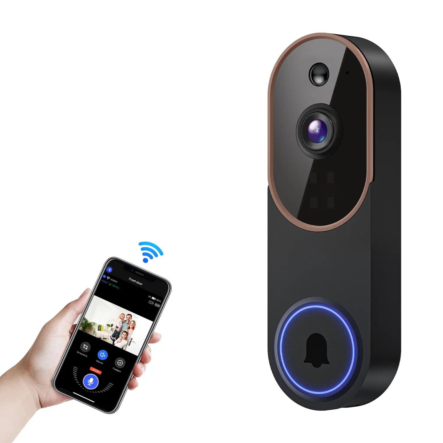Wireless Smart Doorbell Camera, 2.4G WiFi, Visitor Alert, 2-Way Audio, Rechargeable Battery, Night Vision, Real-Time Notifications, Subscription-Based Cloud Storage, Easy-Install AI-Powered Home Security Camera System, Motion-Based Doorbells & Intercoms