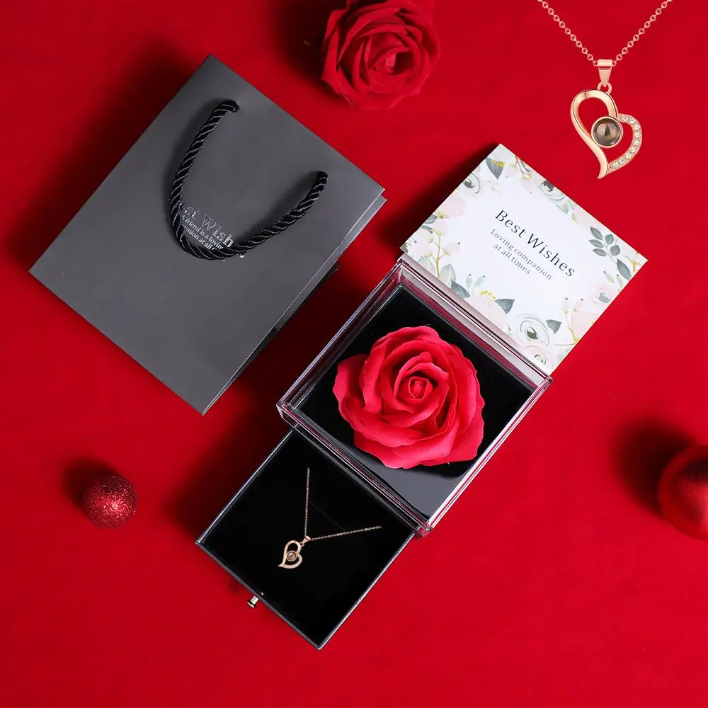 Gray Box with Golden Heart Necklace