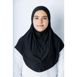 One Piece Slip on Jersey Hijab - Black