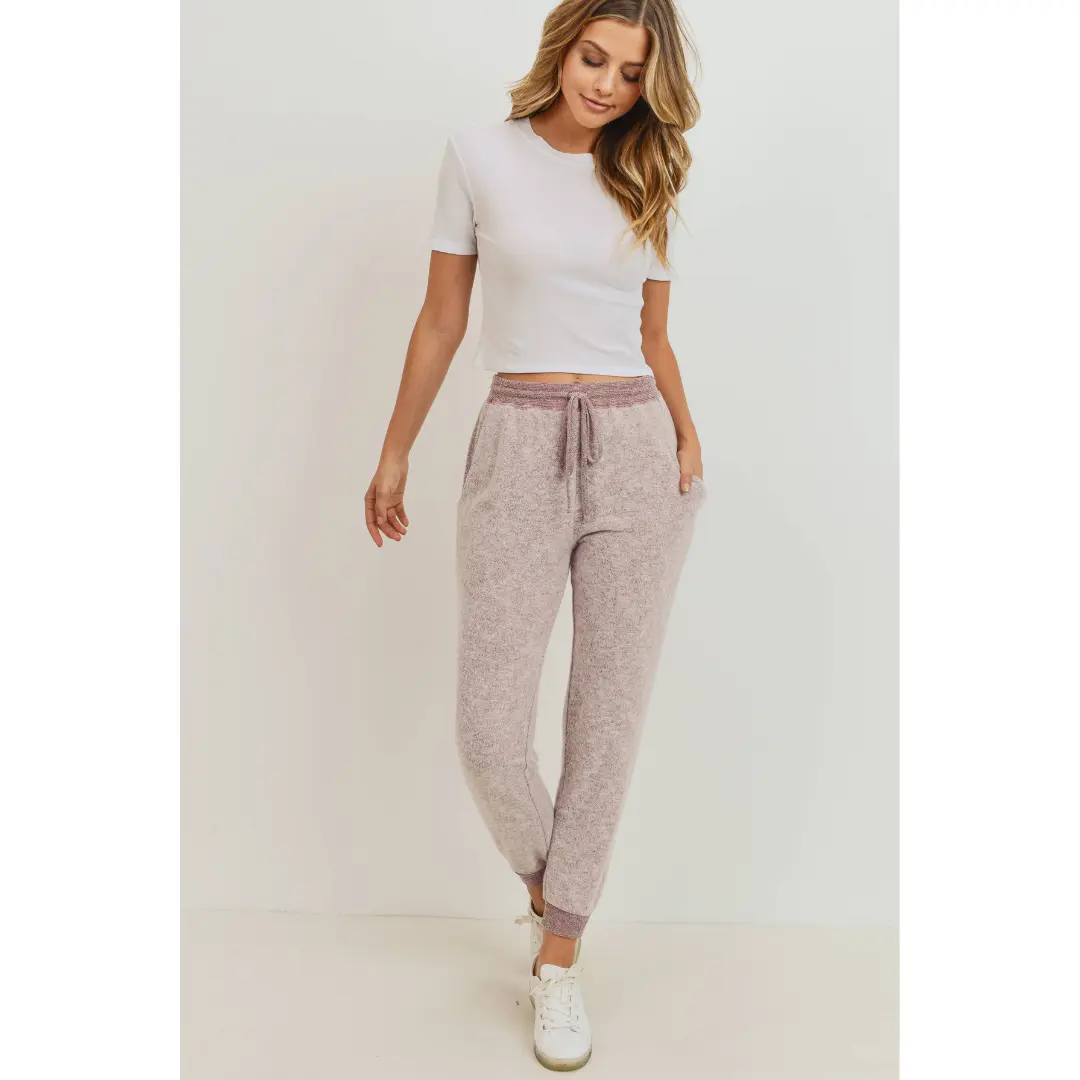 Burgundy Soft Brushed Knit Joggers
