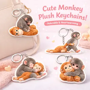 Cute baby monkey keychain, adorable animal bag charm, lightweight key accessory, suitable for backpacks, handbags, and animal lovers