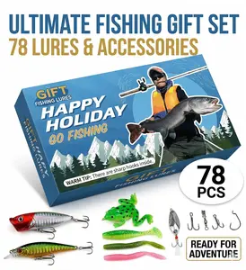 78Pcs Fishing Lures Kit for Men, Full Set with Tackle Box - Includes Minnow, Popper, Crankbait, Soft Frog, Spoons and Fishing Hooks - Best Christmas Birthday Fishing Gifts for Dad Husband Son - Saltwater/Freshwater Bass Trout Fishing Gear