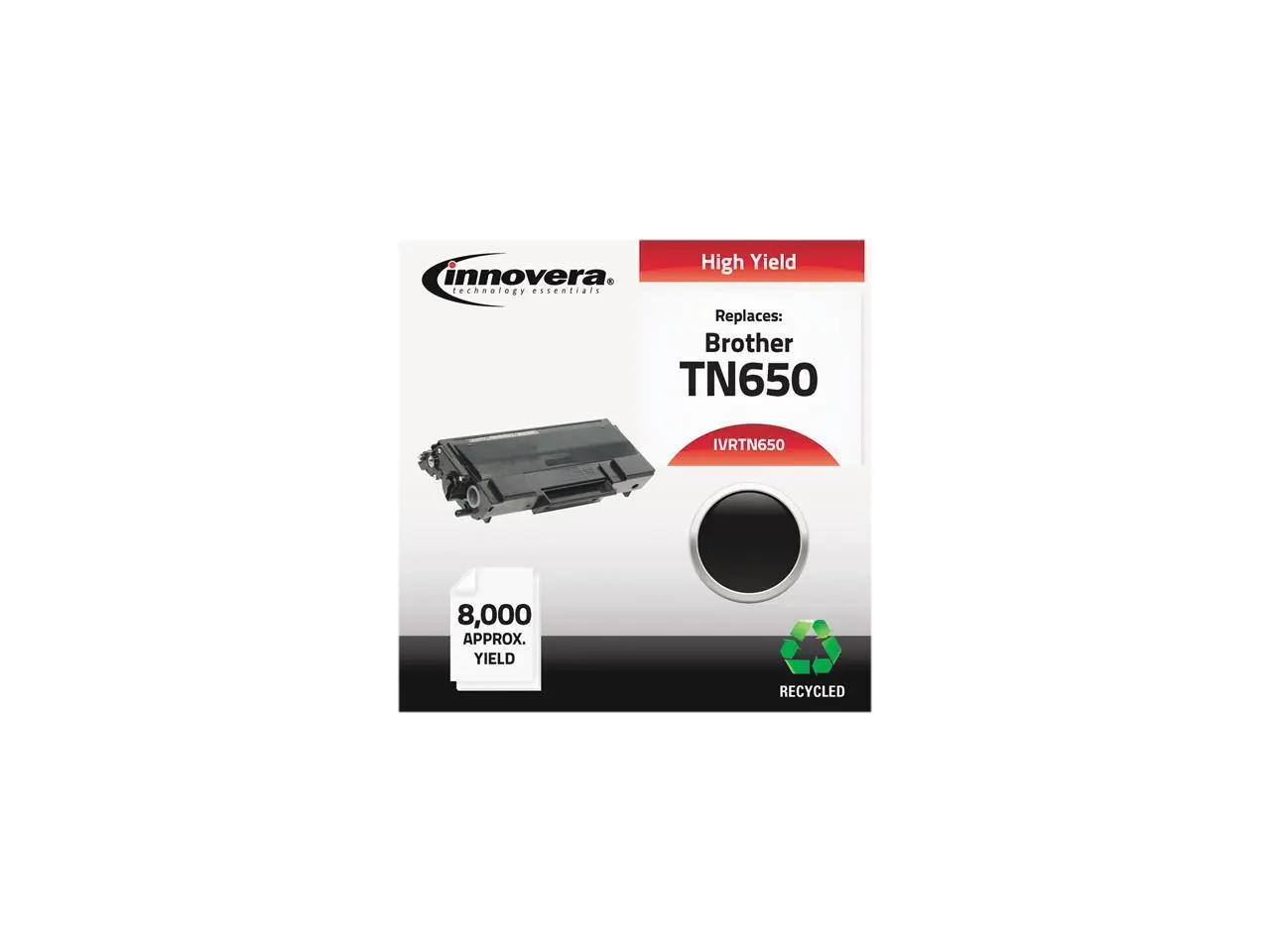 Innovera IVRTN650 Black Compatible Remanufactured TN650 Laser Toner