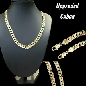 14K Gold Plated Upgraded Cuban Chain 18"/24" 4mm/8mm - Stylish Unisex Hip Hop Jewelry Brass Souvenir Gift with Secure Lobster Clasp