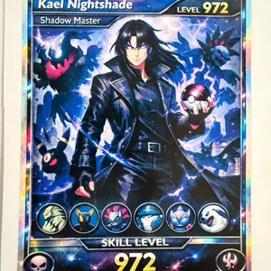 Kael Nightshade Shadow Master Custom Pokémon Trainer Card – Ultra Rare Holographic Dark Type Collectible (With Sleeve Protector)
