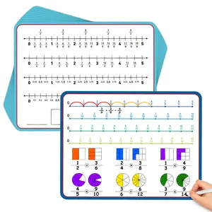 Torlam 12 Pack Fraction Manipulatives Dry Erase Board Card,12" x 9" Fraction Number Line,Montessori Math Games Flash Cards for Elementary Kids Homeschool Classroom Supplies Teacher