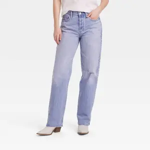 Women's Mid-Rise 90's Baggy Jeans - Universal Thread Purple Rain 00 Short: Relaxed Fit Denim Fly Button