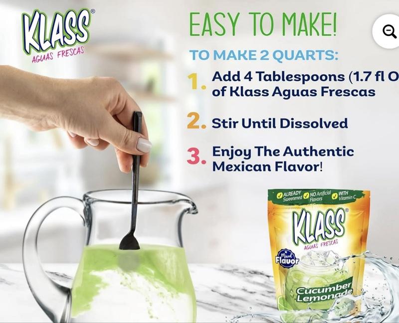 Klass Aguas Frescas Cucumber Limeade with Vitamin C Multiserve Powdered Drink Mix 14.1oz No Artificial Flavors