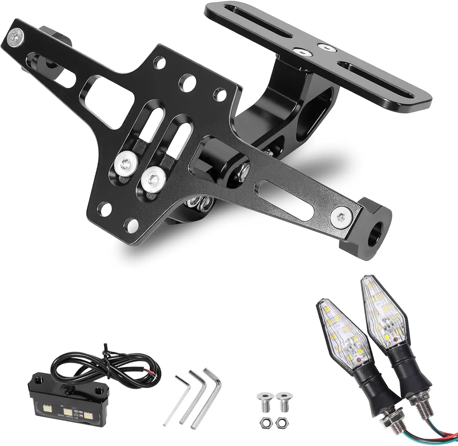 Adjustable Motorcycle License Plate Holder Motorcycle Fender Eliminator Kit With 2 Turn Signal Lights