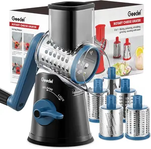 5-in-1 Rotary Cheese Grater with Suction Base – Vegetable Slicer, Nut Grinder & Ice Shaver GDL