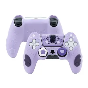 F-APT06  ps5 Controller Skin Set,Anti-Slip Silicone Protective Cover Skin Case for ps5 Wireless Controller with 2 Thumb Grip Caps and 2 Stickers - Star Wings Series (Purple)