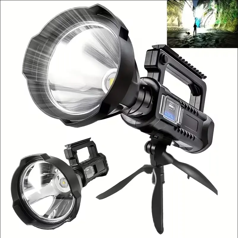 Rechargeable LED Flashlight - Portable Charger, Compact Unisex Outdoor All-Season Handheld Light with IP65 Waterproof, 4 Modes for Survival Emergencies Camping