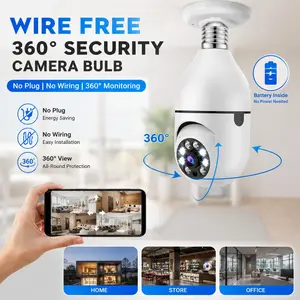 Light Bulb Security Camera Wireless Outdoor/Indoor, No Wiring Required, 2.4G WiFi PTZ Camera with Human Detection, Motion Tracking & Remote Viewing