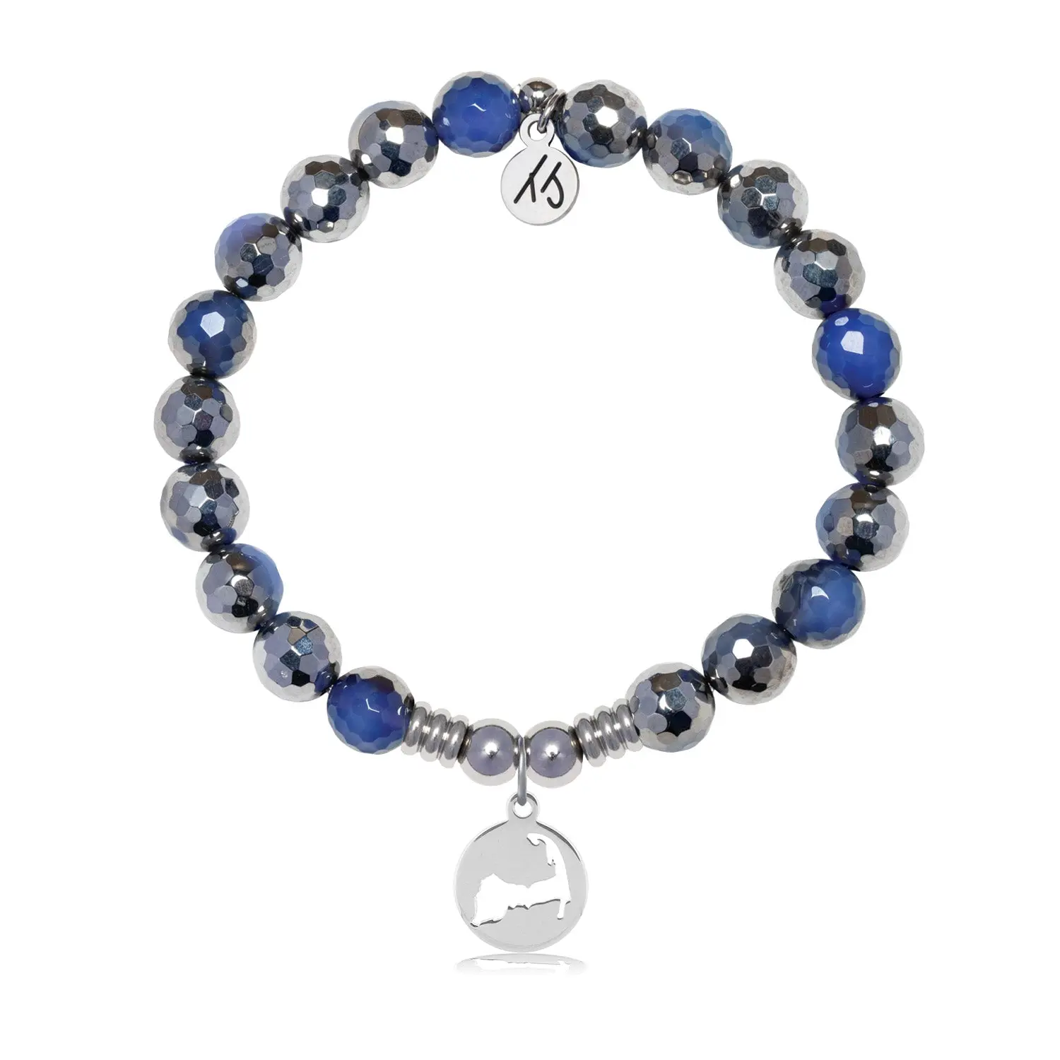 Cape Cod Charm with Silver Dipped Sky Blue Agate Gemstone Bracelet