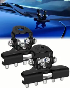 Led Pod Light Mounts, 304 Stainless Steel Universal LED Light Bar Mounting Brackets Adjustable No Need Drilling A Pillar Hood Clamp Work Light Holder for Off Road  SUV (Black)