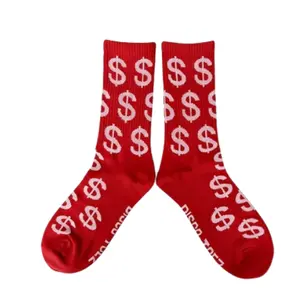 Red with Pink Dollar Signs - Socks