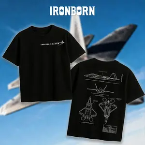 IRONBORN F22 Raptor Blueprint T-Shirt/Hoodie Vintage Lockheed Martin Graphic Tee Military Enthusiast Streetwear Clothing Gift for Men Breathable Printing