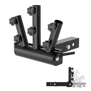 90° Adjustable Hitch Flag Pole Holder for Truck – Triple Receiver Mount Flag Pole Kit with Flag Included, Rust-Resistant Heavy-Duty Metal for RV, Trailer, Camper, Jeep