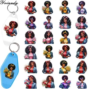 48Pcs/SetBest Mother DIY Motel Keychain UV DTF Transfer Sticker For Key Chain Personal Accessories