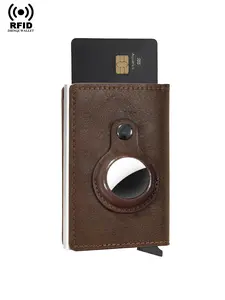 Carbon Rfid Card Holders Money Clip Trifold Airtag Wallet Pop Up Case Air Tag Tracker Wallets  Bag Leather Purse Slim Thin Wallets  Bank Cardholder for Women Men