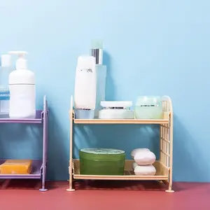 1pc Double layered bathroom storage rack plastic double-layer storage rack cosmetics sorting rack multifunctional desktop storage rack