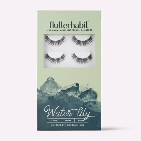 FlutterHabit | The Water Lilly- Cluster Lash Extensions | DIY At-Home Lash Extensions, Pre-Mapped, Up to 10 Days of Wear