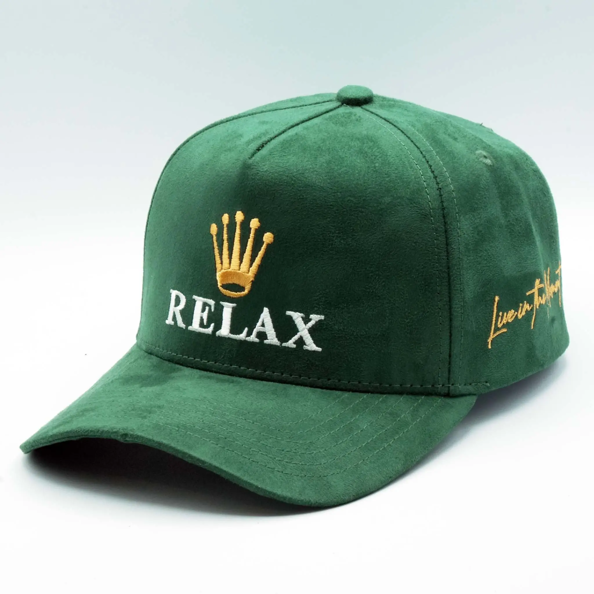 MOJA BASICS Relax Premium A-Frame Snapback Adjustable Hat Full Suede Look One Size Fits Most USA Embroidery MULTIPLE COLORS Deep Green Natural Deep Green - Handcrafted Cap Snapback Cap Personalized Dad Hat