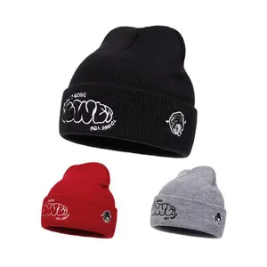 Men / Woman Adult Beanie Hat GOING letter side cartoon pattern Embroidered Design Knitted Hat Outdoor Activity Adjustable Casual Wear Hats Travel Tourism Beach Holiday Brimless Hat
