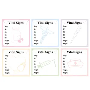6/12 Pcs Medical Record Sticky Notes Set, Sticky Labels, Heart Rate Blood Pressure Oxygen Saturation Temperature Height Weight Self-Adhesive, Health Tracking, 30 Sheets Per Book