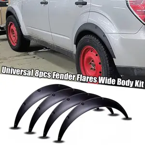 4PCs Car Fender Flares Universal Extensions 4x4 Wheel Eyebrow Arches Lips Matt Black 73cm For Toyota Corolla Honda Nissan Benz BMW Audi Sedan & SUV, etc.