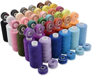 72Pcs 36 Colors Prewound Bobbins and Thread Spools for Hand & Machine Sewing Emergency Travel DIY Home, 400 Yards per Polyester Thread Spool
