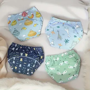 4 Pack Easy Wash Training Underwear, Reusable Breathable Leakproof, Cotton Absorbent for Boys 1-4 Years, Comfortable and Washable, Potty Training Underwear, Potty Training Pants