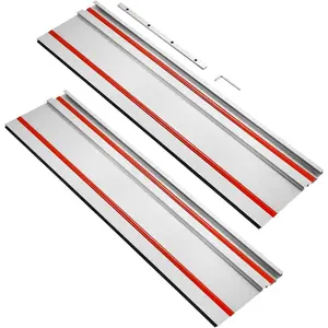 VEVOR Track Saw Guide Rail, 55 in Cutting Range, Includes 2 PCs 27.5 in Aluminum Extruded Guide Rails and 1 Connector, Compatible with Makita, Festool & WEN Track Saws, for Woodworking Longer Cuts