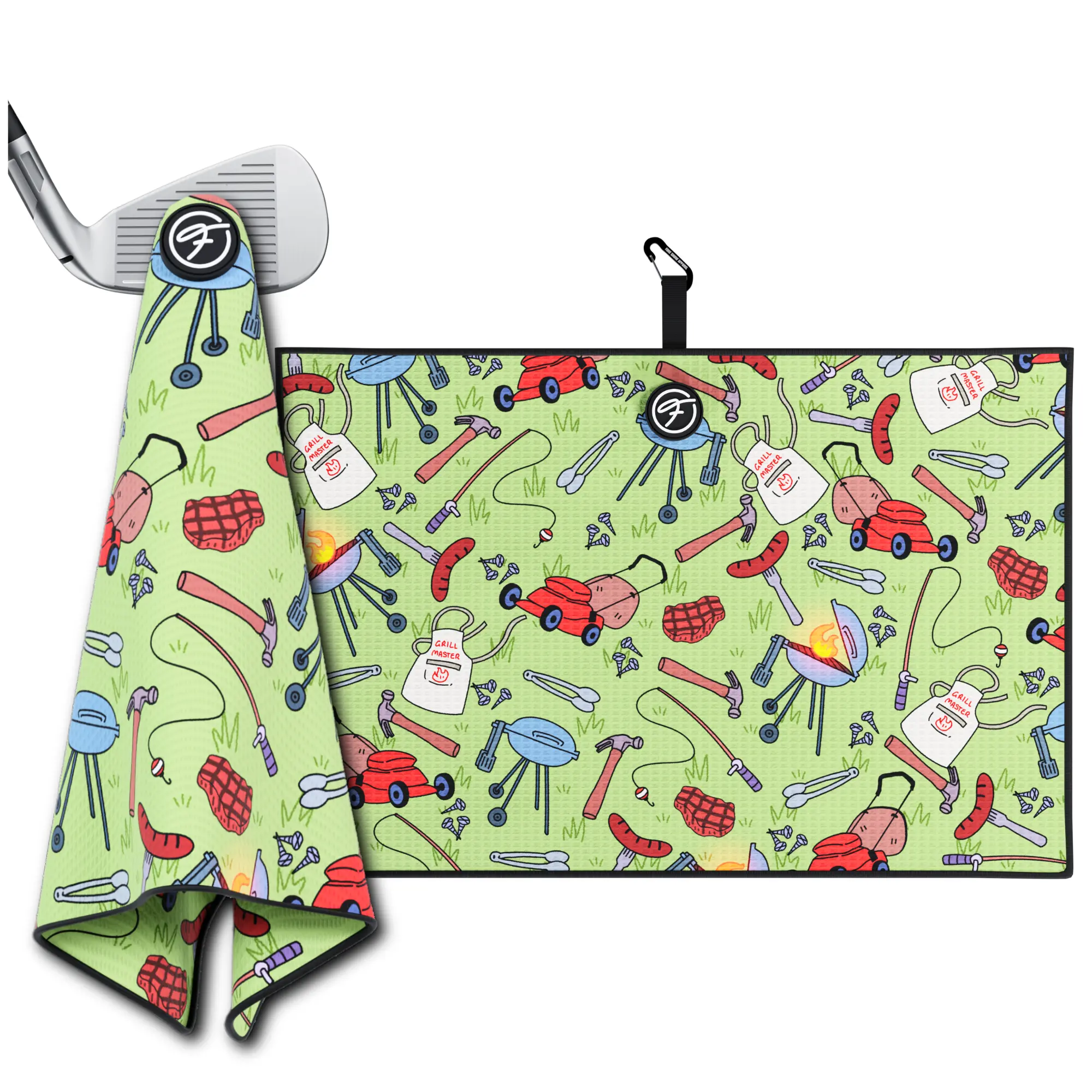 Fore Show Magnetic Golf Towel (Grill Master) Waffle Microfiber with Magnet for Golf Bags, Carts & Clubs - 24” x 16” Funny Golf Gift Accessory For Men
