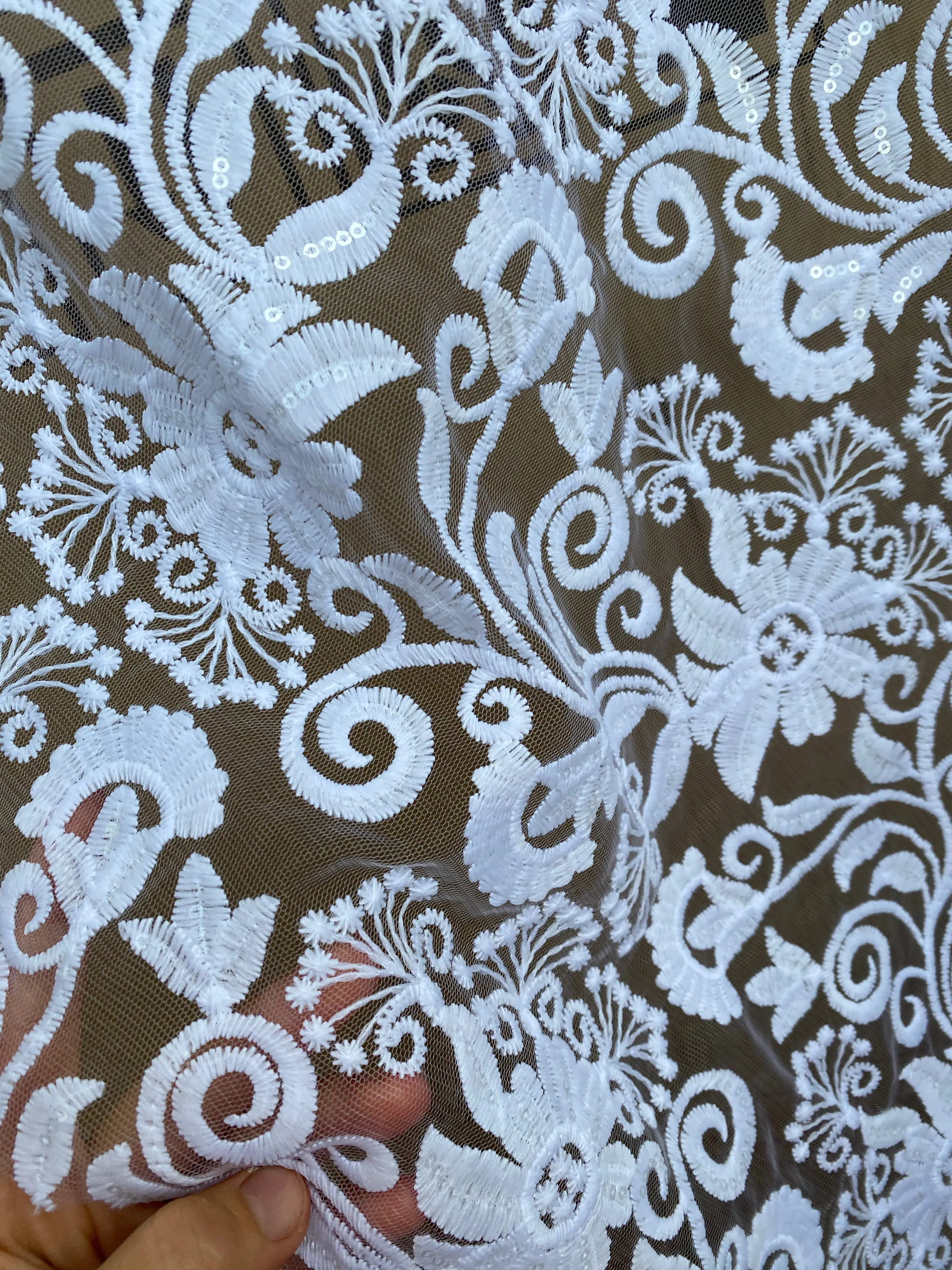 White Embroidered Floral Lace