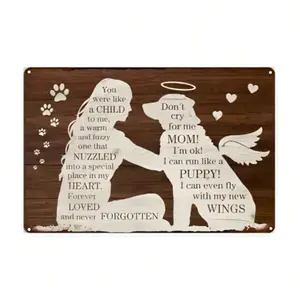 Personalized Pet Memorial Tin Sign - Custom Dog Loss Sympathy Gift, Engraved Style Memorial Wall Art for Dogs, 8x12 Inch Metal Plaque