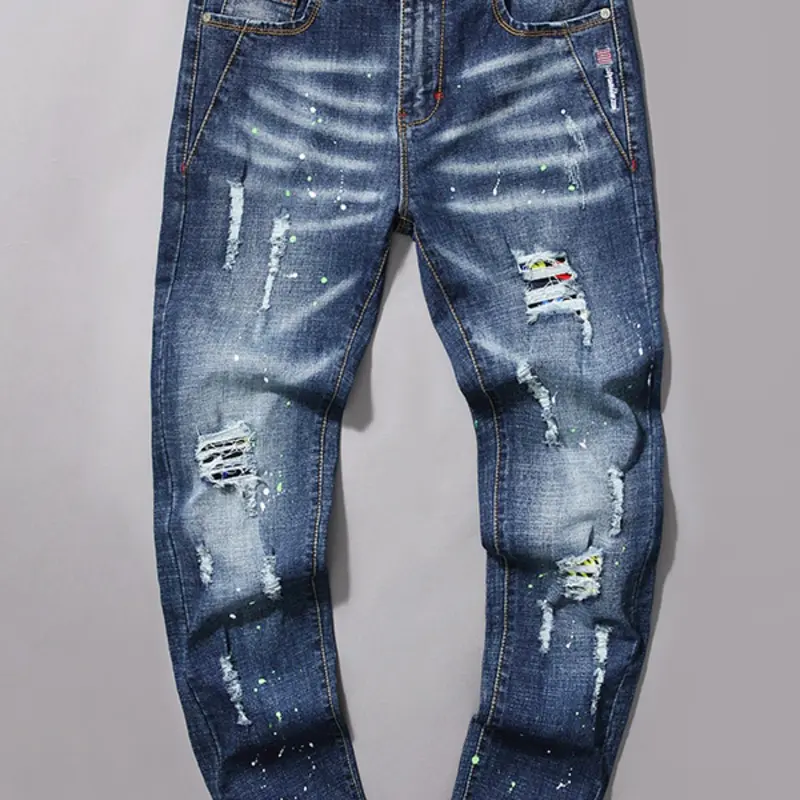 Men's Regular Fit Ripped Straight Leg, Casual Comfy Denim Pants Jeans Style for Daily Wear, Fashion Men's Bottoms for All Seasons