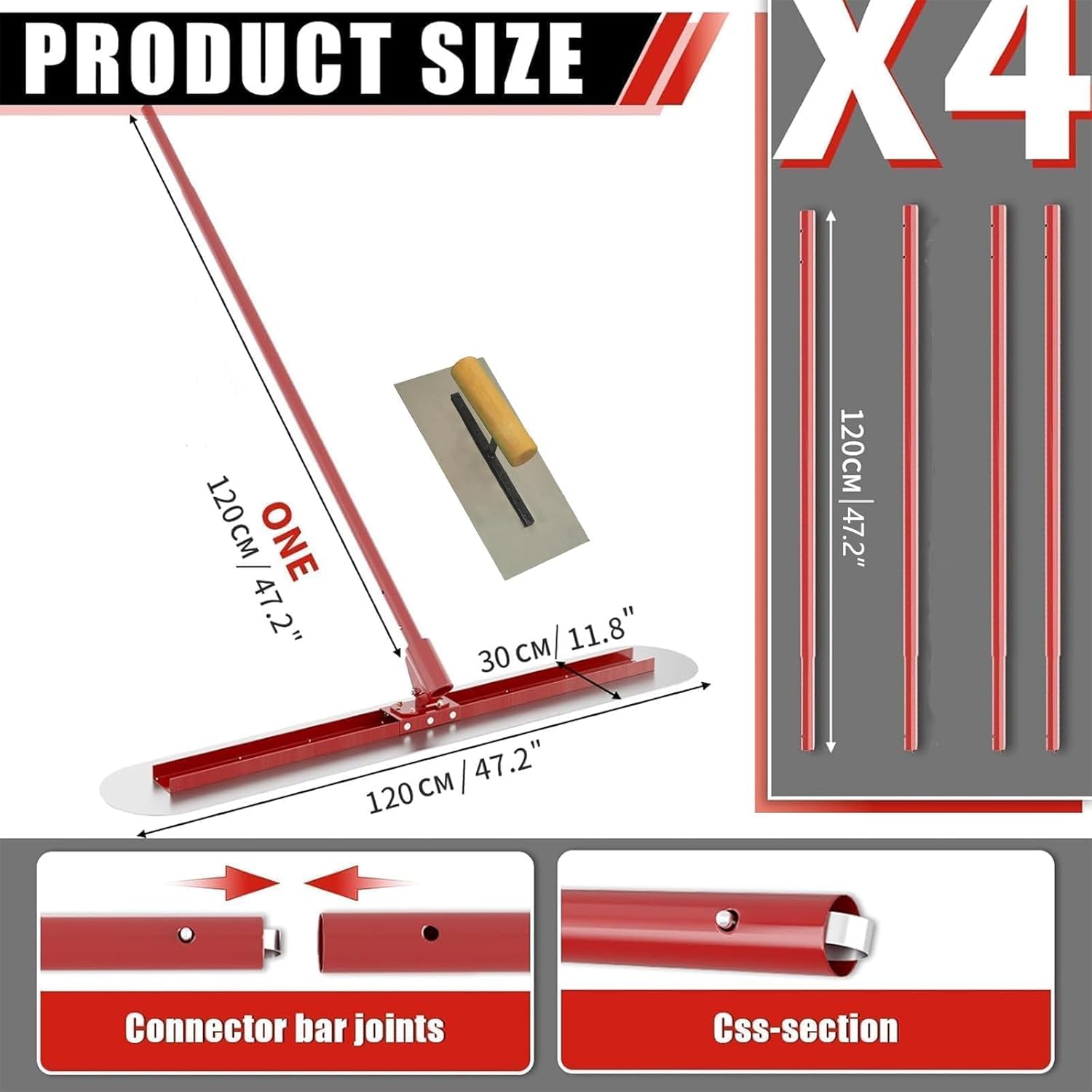 Bull Float Concrete Bull Float Tool Kit 48"x12" Fresno Round End Stainless Steel Board Kit Tool Cement Trowel Tools Float Bracket Concrete Tools Finishing With 48" Aluminum Alloy Handle x4 Bull Float Concrete Bull Float Tool Kit 48"x12" Fresno Round End Stainless Steel Board Kit Tool Cement Trowel Tools Float Bracket Concrete Tools Finishing With 48" Aluminum Alloy Handle x4