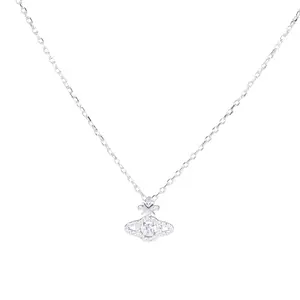 【#501】925 Sterling Silver Planet Pendant Necklace, Dainty CZ Orbital Necklace for Women Girls, Jewelry Gift