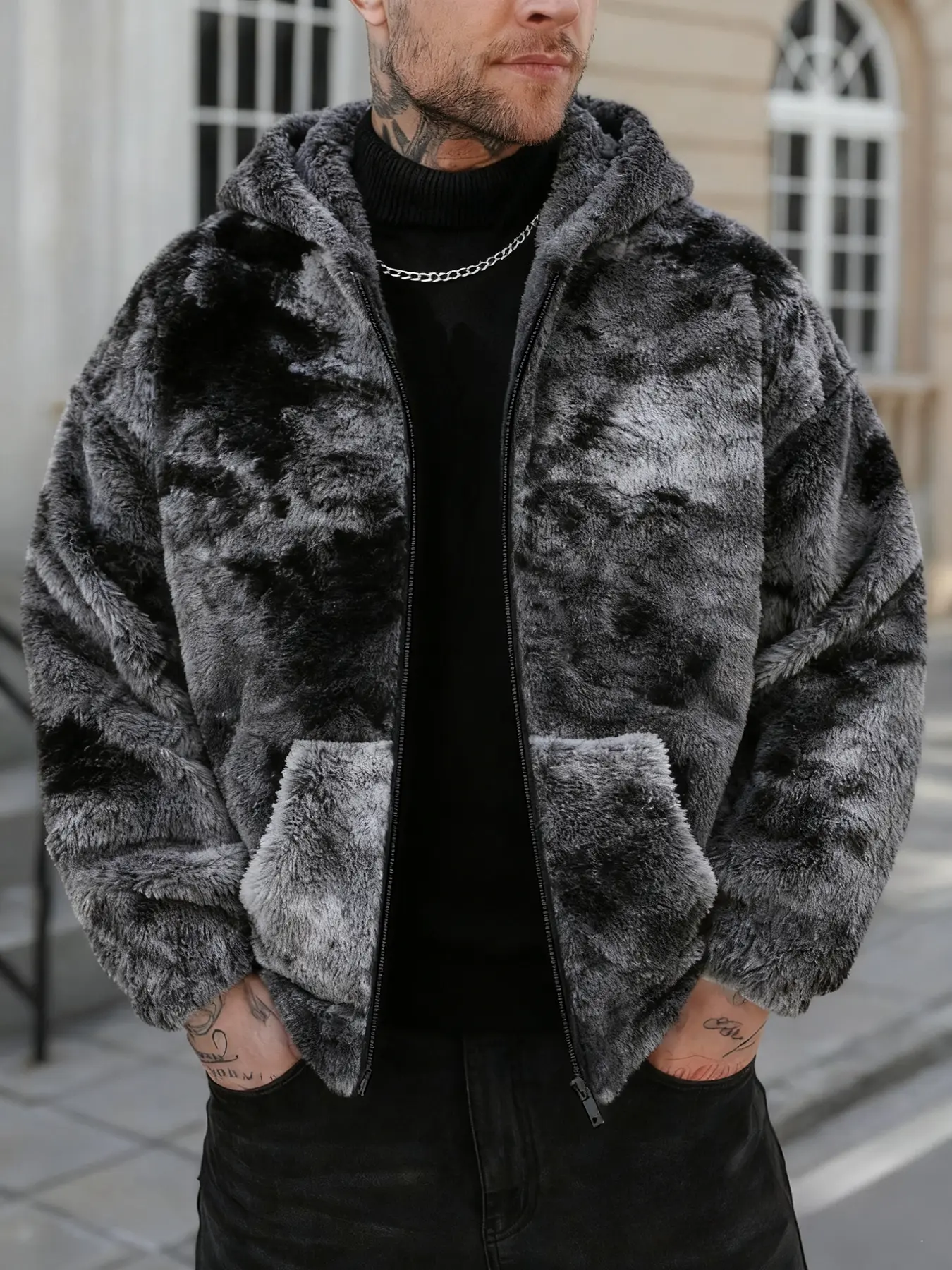 jacket with fur hood y2k - TikTok Shop