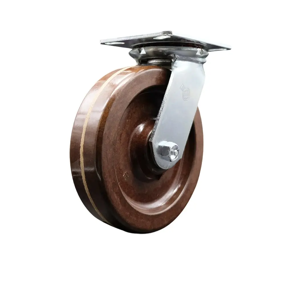Service Caster SCC-35S820-PHRHT Heavy Duty Large Top Plate High Temperature Phenolic Swivel Caster with 8 x 2 in. Brown Wheel - 1250 lbs Capacity per Caster
